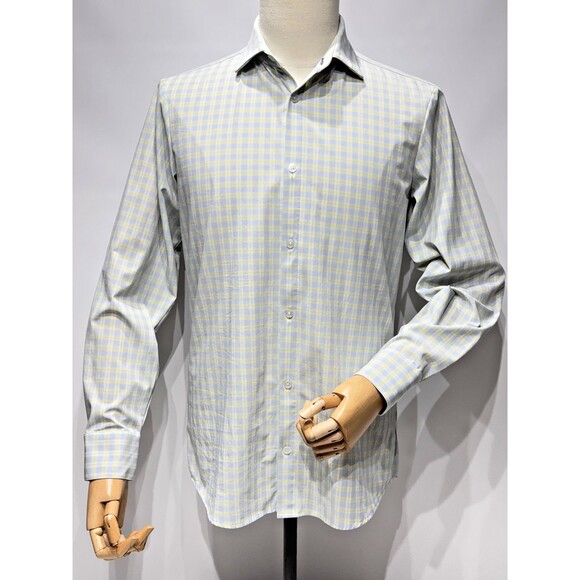 Mizzen+Main USA Leeward Button Down Dress Shirt Blue Green Plaid Trim Fit Small - Picture 1 of 11